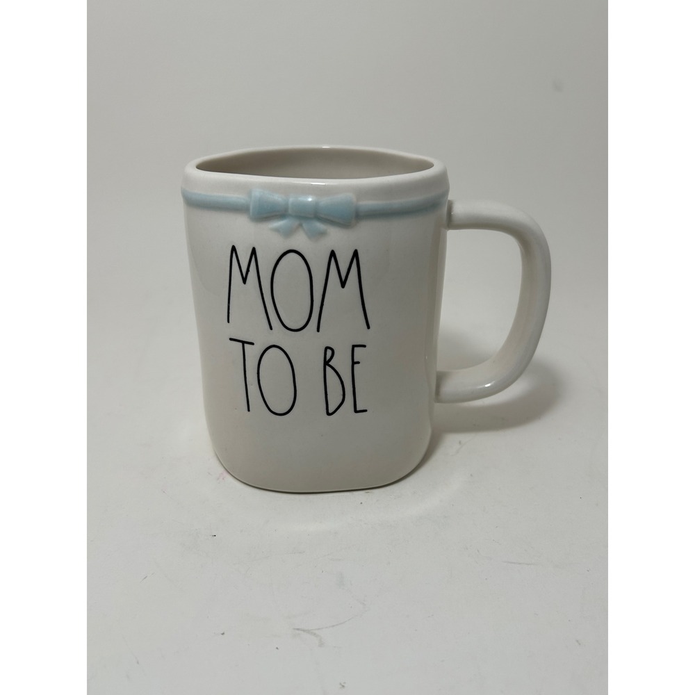 Rae Dunn Mom To Be Mug Blue Bow Artisan Collection Magenta Ceramic Coffee Cup